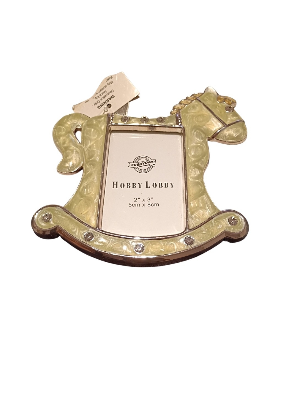 Hobby Lobby Figurine - Metal 5X5" Rhinestone Frame Holds 2X3" Photo